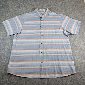 Red Head Brand Co Men's Size 2XL Short Sleeve Button Up Blue Stripes Pocket